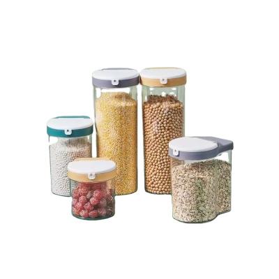 China Reusable Grain Kitchen Storage Sustainable Jar Organization Storage Bottles Food Containers Plastic Storage Set Food Storage Box for sale