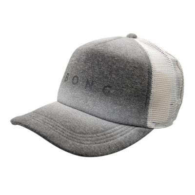 China COMMON Logo Custom Sublimation 100% Polyester 5 Panel Foam Mesh Hat Trucker Gray Sweat Look Hats for sale