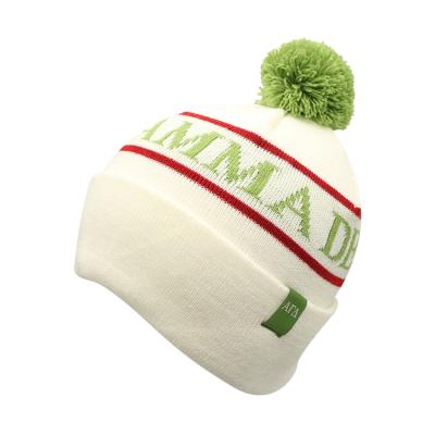 China Wholesale custom JOINT fashion letter jacquard knit hat winter ski knitted hats with pom pom for sale