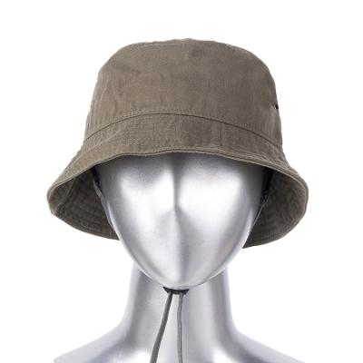 China Custom Logo Cotton Chino Tiwll Wholesale Embroidery 100% Adult Fisherman Hat Bucket Hats With Self Cloth String for sale