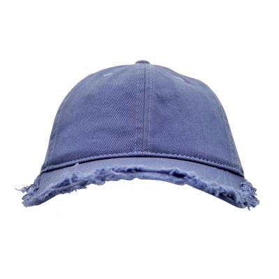 China Fashion Embroidery COMMON Wholesale Custom Logo Fringed Bill Blue Washed Cotton Dad Hat for sale