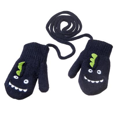 China Acrylic yarn with custom cute berber kid winter knitted mittens 100% acrylic kids gloves with string for sale