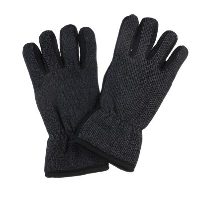 China Acrylic Yarn Outdoor Reflective Cycling Racing Sport Knit To Shear Black Single Gloves for sale