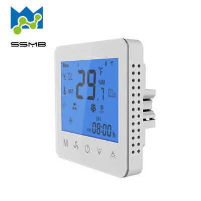 China Modern FCU Modbus Rs485 Touch Screen LCD Display Room Thermostat Air Condition for sale