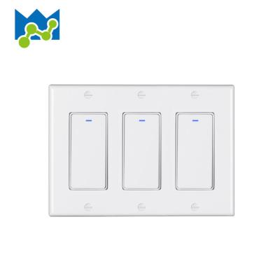 China ABS Tuya Wifi Smart Life 3gang Wall Switch US American for sale