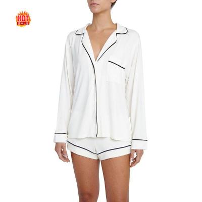 China OEM Button Closure Shorts Pajamas QUICK DRY Satin Long Sleeves Custom Silk Nightgowns Short Pajamas for sale