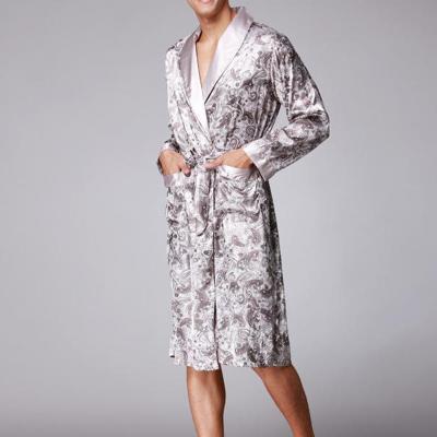 China Summer QUICK DRY hot sale plain dyed floral pajamas long sleeves pajamas men's sleepwear long robe for sale