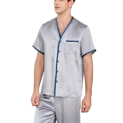 China Best quality 6a hot selling QUICK DRY 100% silk men's sleepwear 2 pieces set pajamas for man for sale