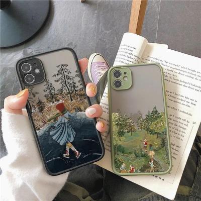 China Cartoon Scenery Girl Shockproof Phone Case For iphone 7 8 plus Se 2020 13 11 12 pro max For iPhone X XR XS MAX Hard Shockproof Cover Fundas for sale