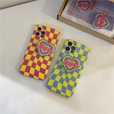 China Ins Shockproof Contrast Color Checkerboard Love Pop Phone Case For iPhone 7 8 plus X Xs XsMax XR 11 12 13 pro Max Case for sale