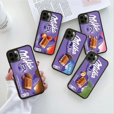 China 2022 Shockproof Popular Chocolate Milka Box Black Silicone Mobile Phone Case For iPhone 11 12 13 11Pro 13ProMax Case for sale