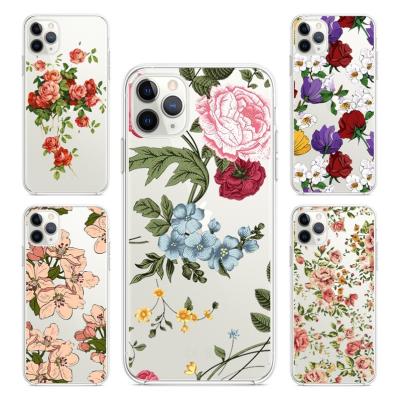 China Vintage Flower TPU Clear Cell Phone Shockproof Accessories For iPhone 13 12 11 Pro 7 8 Max Plus Se 2020 XR Case for sale