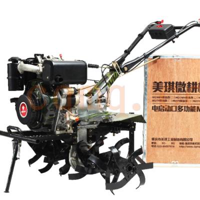 China Factory MeiQi 9HP 186F Diesel Engine Cultivator with Trolley for sale