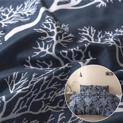 China Breathable high quality 100% polyester woven brushed style hot selling drak printed hometextile fabric for bedding set for sale