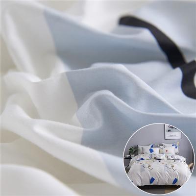 China Customized wholesales breathable 100% polyester peach skin woven brushed hot sale style printed home textile fabric for bed sheet for sale