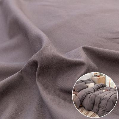 China 100% Sustainable Polyester Dyed Solid Color Brushed Home Textiles Bed Sheet Fabric For Bedding Set for sale