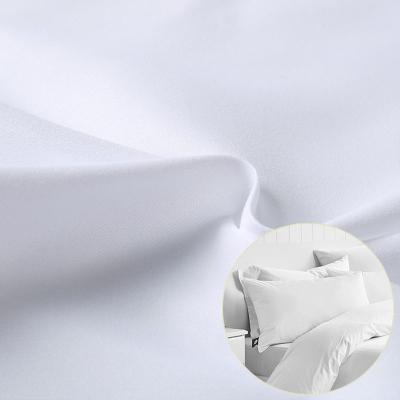 China 100% polyester viable high quality hotel white dyed solid color brushed bedding sheet fabric for hometextile bed sheet for sale