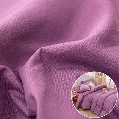 China Sustainable manufacturer 100% polyester dyed solid color purple brushed hometextile fabric for bed sheet for sale