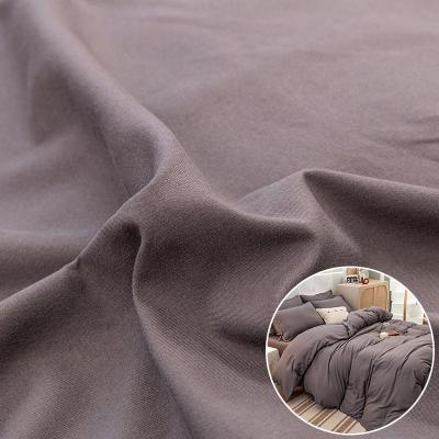 China 100% sustainable polyester dyed clean color brushed hometextiles bedsheet fabric for bedding set for sale