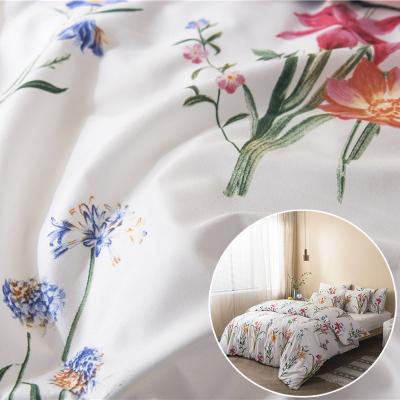 China Manufacturer 100% sustainable polyester brushed bed sheet bedding material floral printed hometextile fabric for home textile for sale