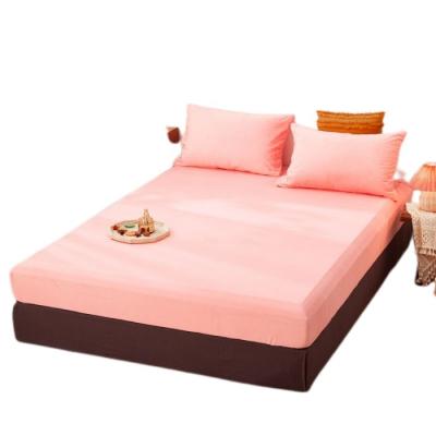 China Cheap 100% Microfiber Nondisposable Polyester Bed Sheet Plain Color Dyed Lovely Pink for sale