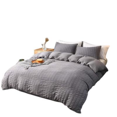 China Anti Dust Mite 3 Pcs Cotton Seersucker Duvet Cover Set Decorative Microfiber Bedding Set Gray Paintbrush for sale