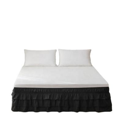 China 2021 New Home Style Elastic Ruffled Wrinkle and Fade Resistant Silky Easy Fit Bed Skirt for sale