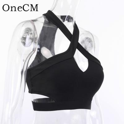 China Breathable Women Soft Cup Work Out High Cross Neck Soft Padded Running Sports Bra for sale