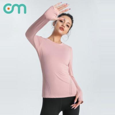 China Autumn And Winter Women Yoga Tops Gym Stretch Breathable High Quality Sports Fitness Running T-shirt for sale