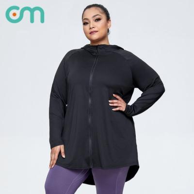 China Breathable Women Plus Size Activewear Zipper Fitness Yoga Workout Sport Long Sleeve Running Coats for sale