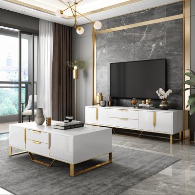 China (Size)Adjustable Modern Living Room Furniture Sets Luxury TV Stand And Coffee Table for sale