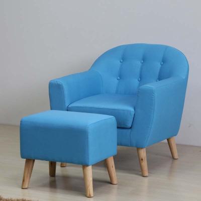 China (Size)Adjustable Nordic Single Fabric Sofa Chair Living Room Accent Chair With Stool for sale