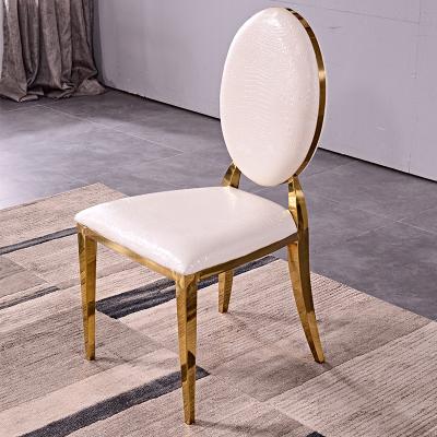 China (Height) Adjustable Wedding Event Party Stacked Gold Stainless Steel Banquet Chair Set For Ding Room Furniture for sale