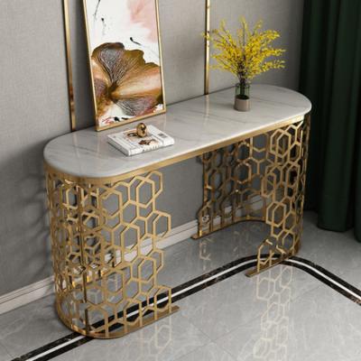 China Convertible Luxury Living Room Console Table Gold High End Metal Side Tables Furniture for sale