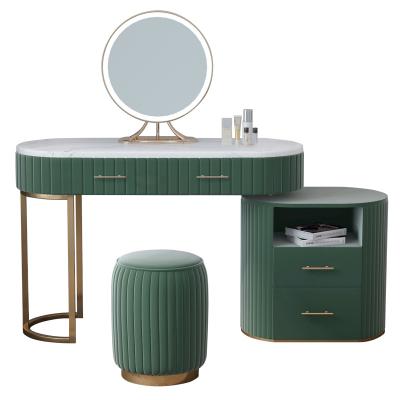 China Modern Marble Top Steel Vanity Table Legs Console Table Foldable With Mirror And Stool For Bedroom for sale