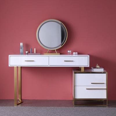 China Foldable Luxury White Vanity Desk Dressing Table Set For Bedroom Furniture for sale