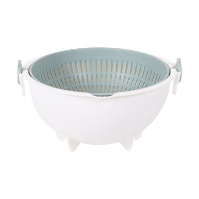 China Commonly Used Family Tools Household Rotating Kitchen Fruit And Vegetable Plastic Creative Double Folding Drain Basket Household Fruit Dry Dish for sale