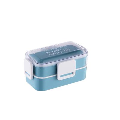 China Double Layer Safe Lunch Box Portable Straw Lunch Bento Box Portable Wheat Food Container Microwavable Lunch Box for sale