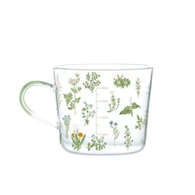 China Viable cute and transparent with grass house milk tea set glass cup for sale