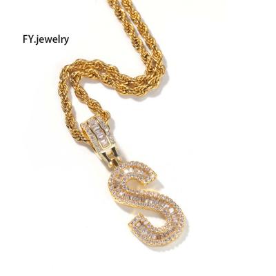 China Hiphop Iced Out Custom Zircon Wand Letter Hip Hop Initial Name Hitter Pendant For Women Men for sale