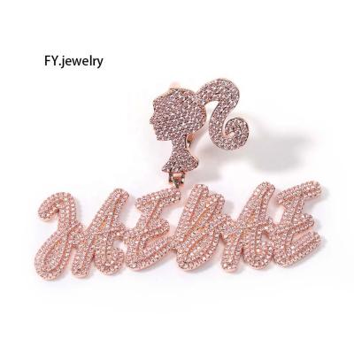 China Custom Hiphop Double Layer Women CZ Charm Pendants Diamond Name Necklace for sale