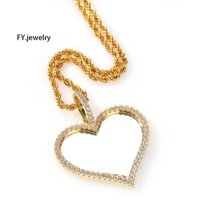 China Wholesale Custom Chain Pendant Necklace Rope Heart Shape Heart Shape Hiphop Photo Hiphop Rapper Jewelry for sale