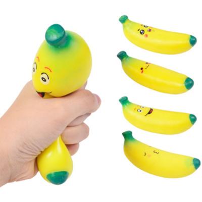 China Decompression Filled Banana Stretch Toy Simulation Fruit Squishy Sand Stress Toy for sale