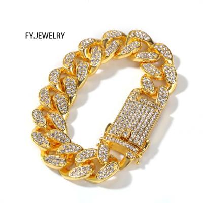 China Hiphop Hip Hop Iced Out Cheap 20mm Cuban Necklace Wholesale Hitter Chain Bracelet Jewelry for sale