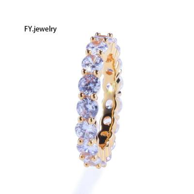 China Latest Hiphop Hiphop Design Iced Out 1 Row Tennis CZ Diamond Ring Rock Jewelry Custom Ring For Men for sale