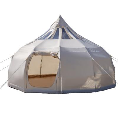 China Straight Tie Type Outdoor High Quality Water Drop Camping Tent Multi-person Camp Big Around Four Seasons Transparent Top Thickened Pyramid Tent for sale