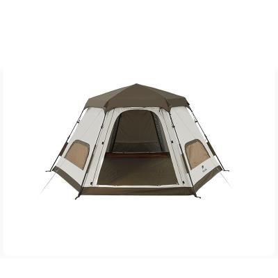 China Straight tying type hexagonal tent automatic camping tent rainproof and sun protection large tent with awning for sale