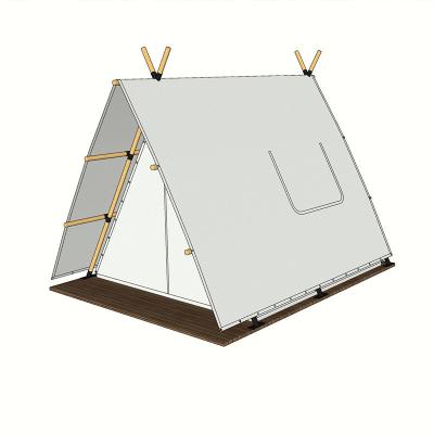 China Outdoor Stake Hotel Cottage Tent Pyramid Shape Tube Type Guest Room Single Sail Tent Solid Wood Tent for sale