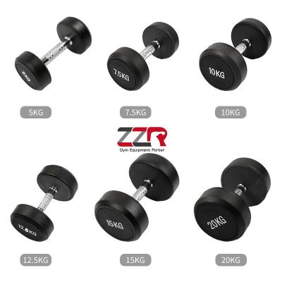 China Fitness Gym Equipment Environmental Friendly Color Fixed Rubber Coated Dumbbell Luxury New Style Neoprene Dumbbell for sale