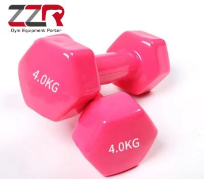 China Environmental Friendly Color Fixed Promotion Women Dumbbell Set For Home Fitness Equipment Gym Comercial Plastic Dip Dumbbells for sale